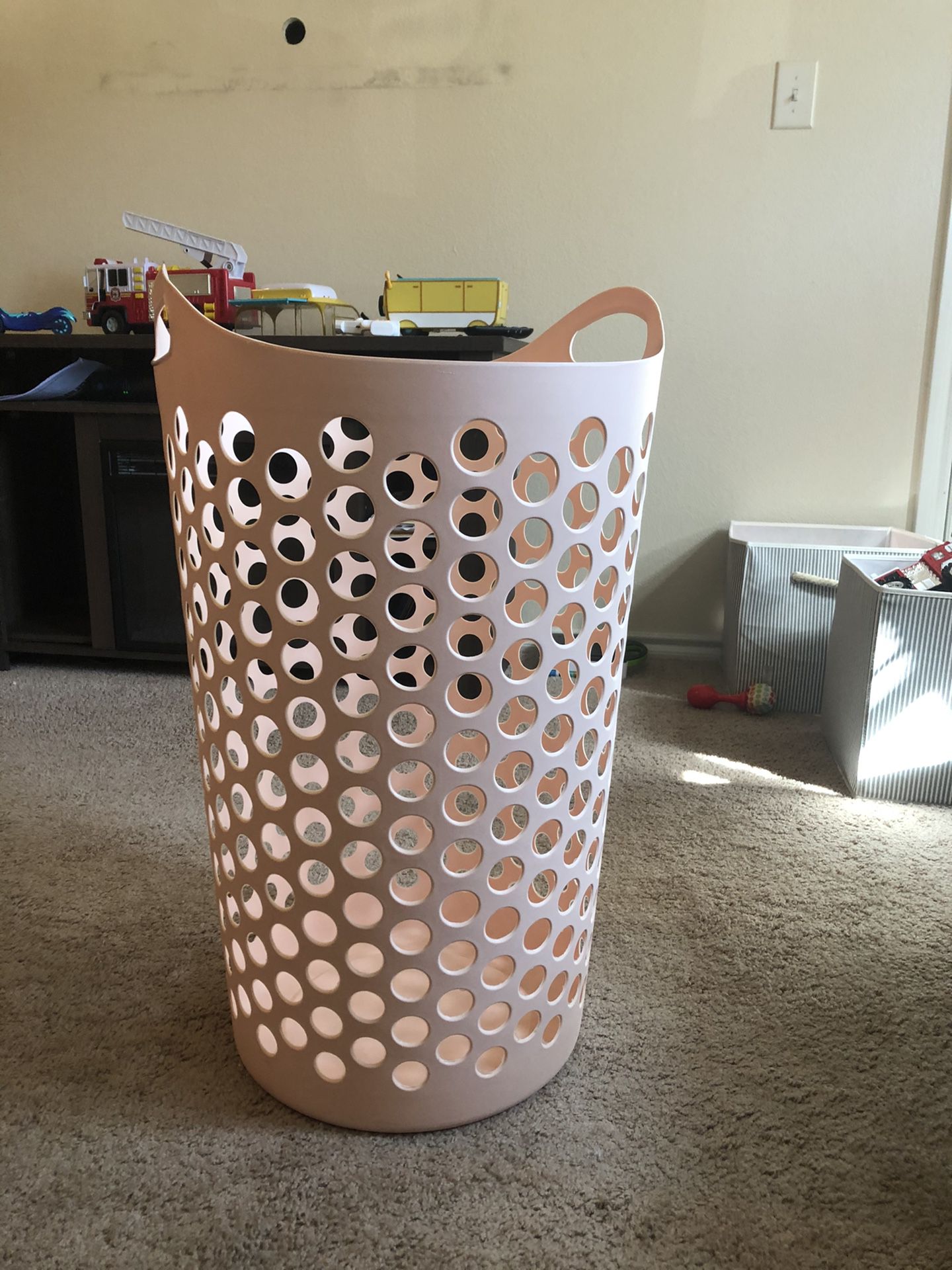 Pink laundry basket from target