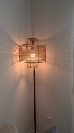 Wooden long floor lamp