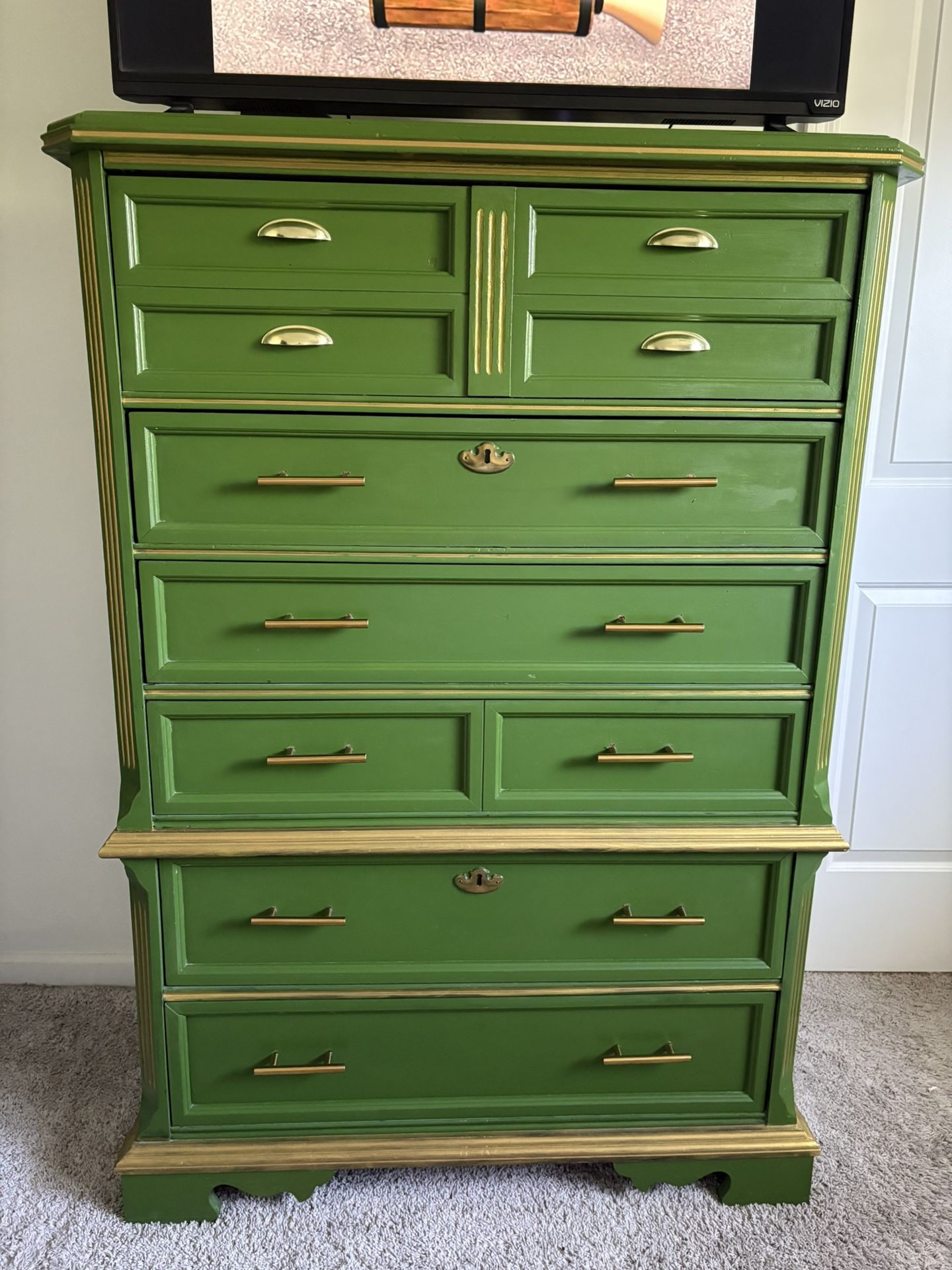 Green & Gold Vintage Dresser