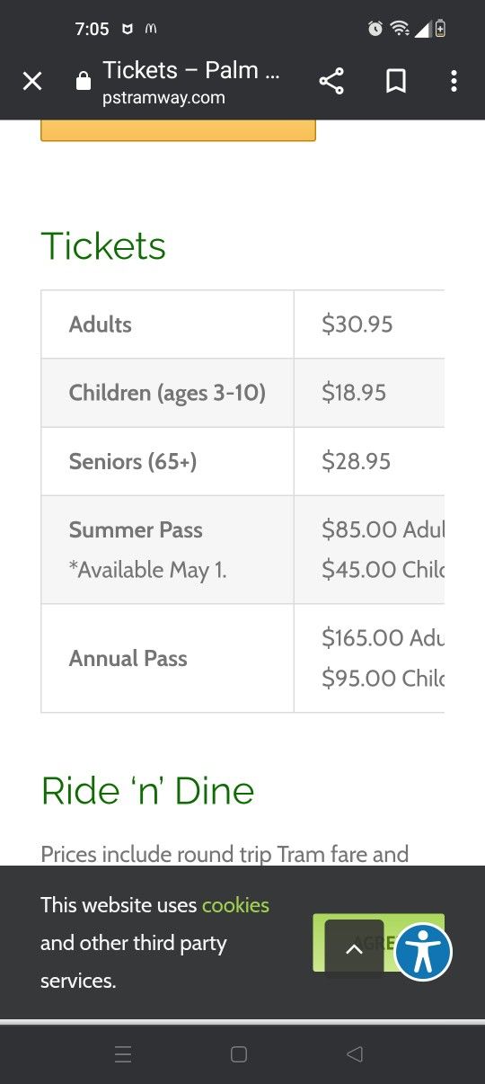 Palm springs Tramway Tickets 🚡