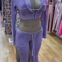Lilac Jogger Set With Bra Top