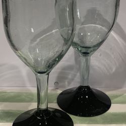 Hand blown Cobalt Blue And Clear Goblets