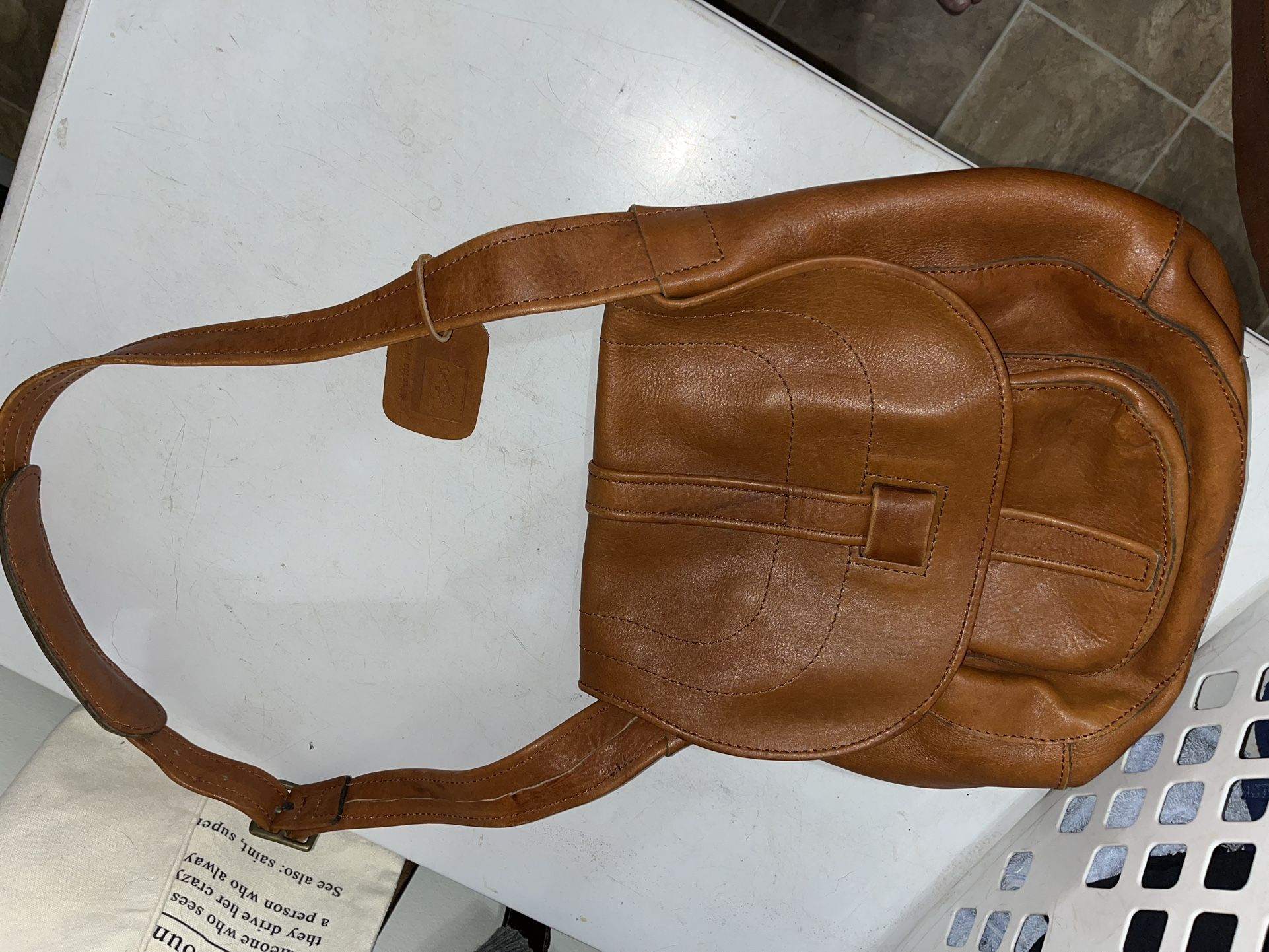 vintage leather bag made in columbia #7714