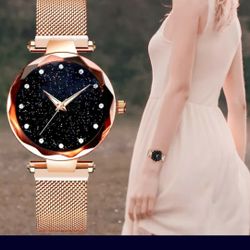 Waterproof Iron Absorbing Starry Sky Stone Female Watch