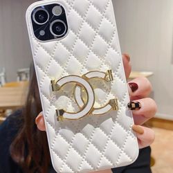 Plaid Leather iPhone Case - White Color