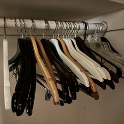 Wood Hangers (20) + Plastic Hangers (12)