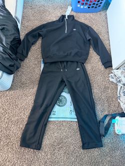 Alo Yoga Black Two-Piece Tracksuit Set