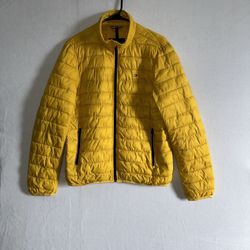Tommy Hilfiger Puffer Jacket Women’s Small Yellow VINTAGE Retro Padded Down Full Zip