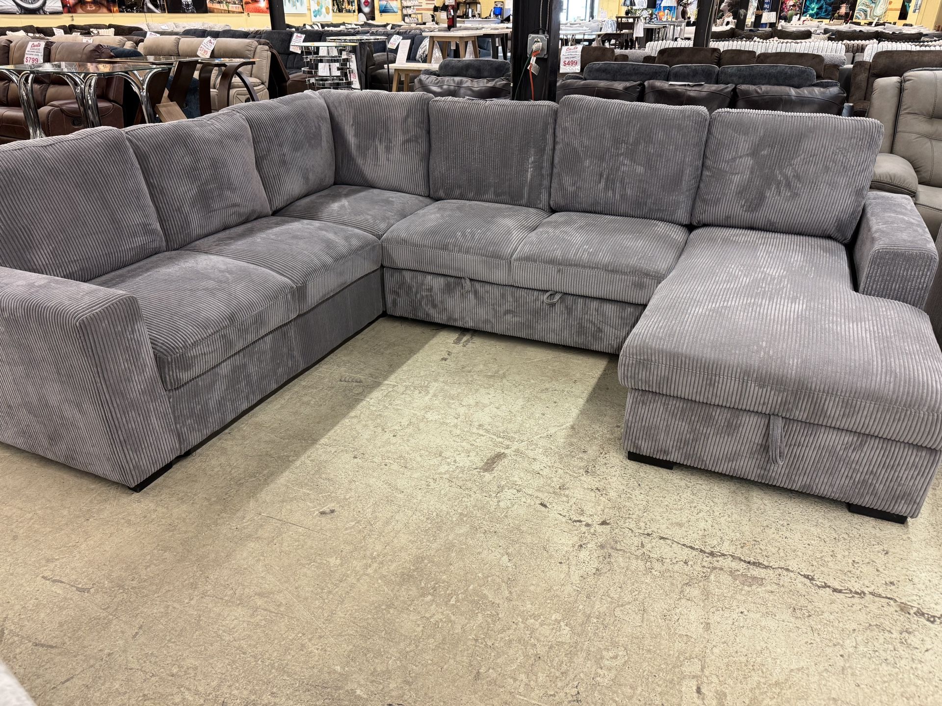 Ultra soft Sleeper Sectional With Storage! No Credit Needed Financing Available!
