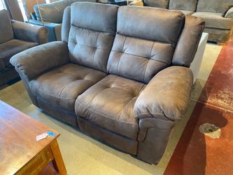 Brown Faux Suede Loveseat Power Recliner