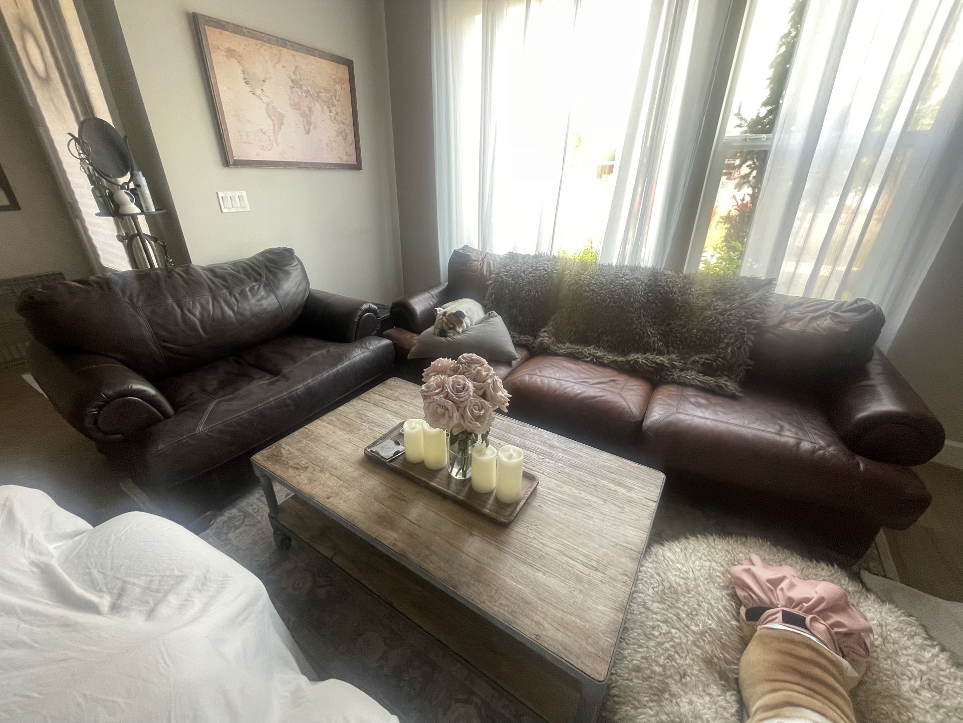 Leather Couch & Chair $600.00