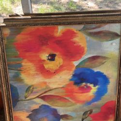 Ikat Florals Set  Of 2 Art Works