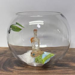 Bowl fish tank With Aquarium Decor And Gravel 