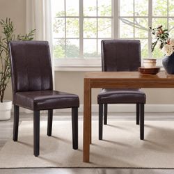 Brown Leather Dining Chairs (4PCS)