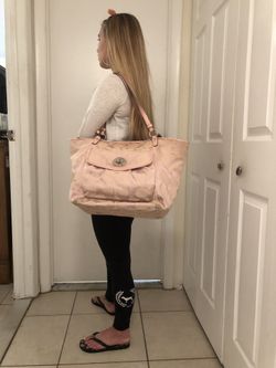 Coach Pink Signature Canvas Tote Bag