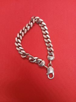 Vintage Silver Cuban Link Chain Bracelet