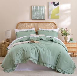 JANZAA Queen Comforter Set Sage Green 3PCS, Sage Green 
