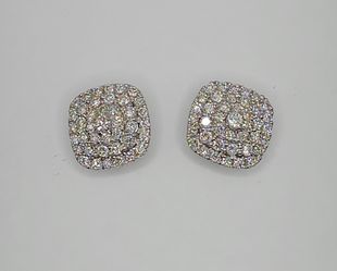 Natural Diamond 2 Carats Cluster Earrings #15730