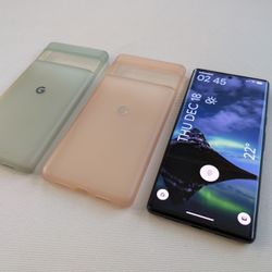 Unlocked Google Pixel 6 Pro 5G Stormy Black 256GB Smart Phone with 2 Genuine Original Google Phone Cases