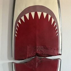 Repurposed Broken Surfboard into Art - Shark