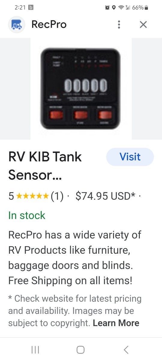 Rv Kib Tank Sensor