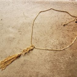 I.n.c. INC Long Tassel Pendant Necklace Gold tone Length 28" + 3" extender New 