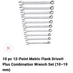 Snap On 10 pc 12-Point Metric Flank Drive® Plus Combination Wrench Set (10-19 mm)