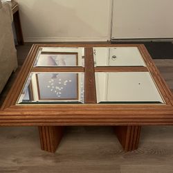 Vintage Oak Mirror-inlay Coffee Table