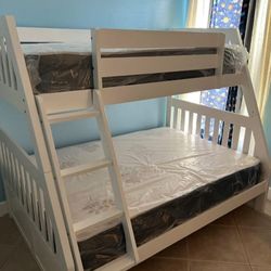 New TWIN OVER FULL BUNK BED NEW WOODEN BUNK MATTRESS INCLUDED LITERA DE MADERA CAMAROTE 