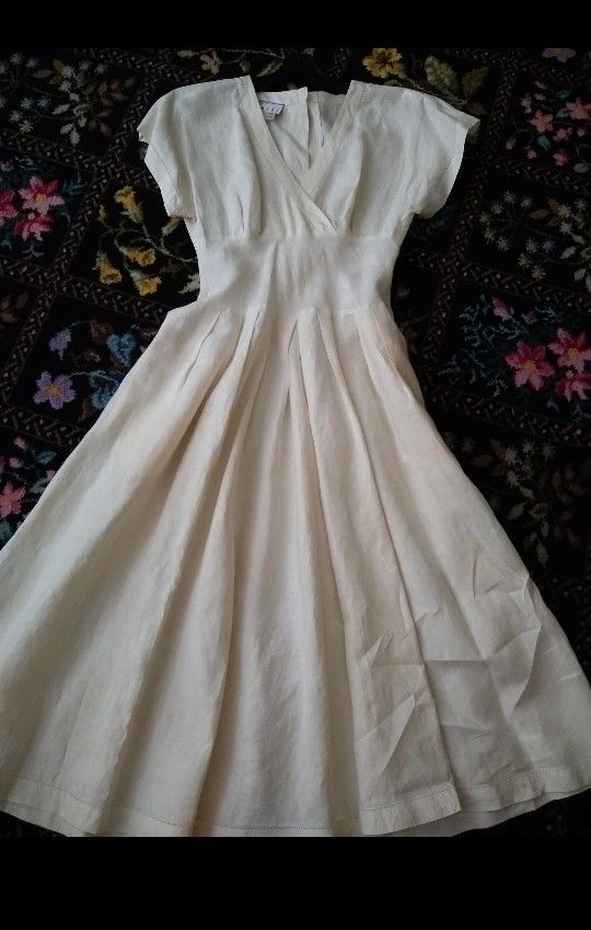 Quinceanera White Linen Dress $50