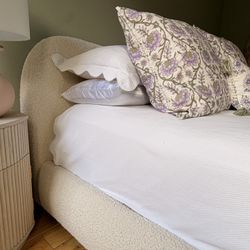 CB2 Diana Camel Brown Boucle Queen Bed