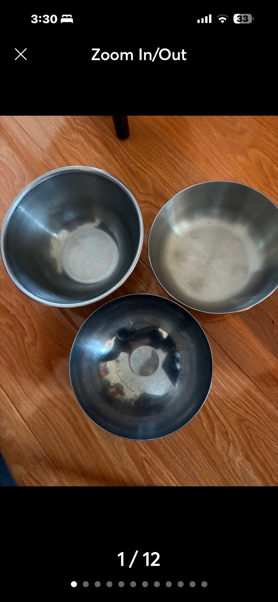 3 Stainless Steel Basins/Bowls