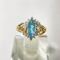 10k Marquise Cut Topaz Ring Size 9