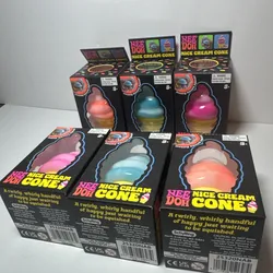 Nee Doh Nice Cream Cone Squishy Set of 6: 2 Pink, 2 Blue And 2 Orange New!