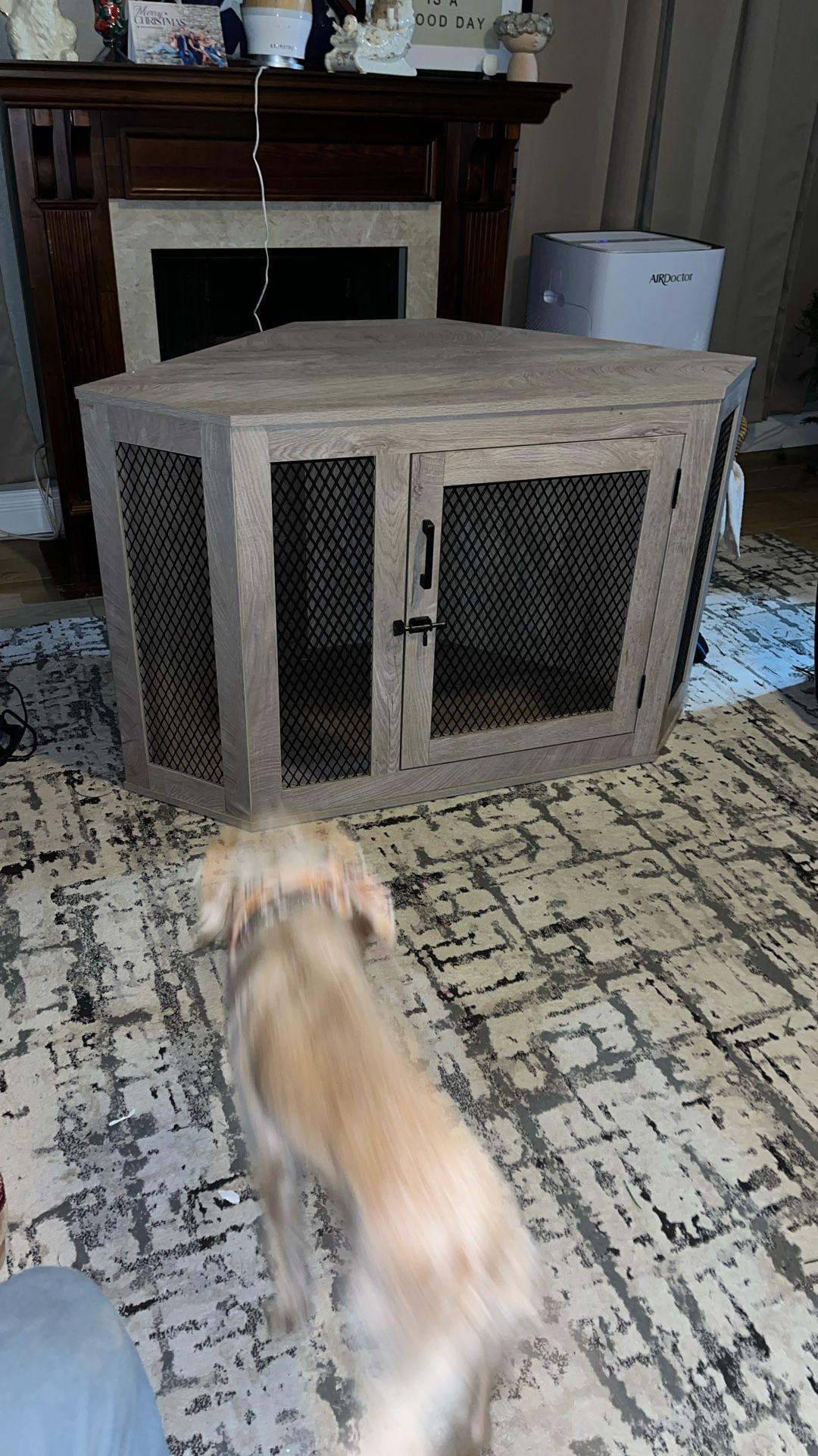 Corner Dog Crate Furniture – Wood Cabinet Style