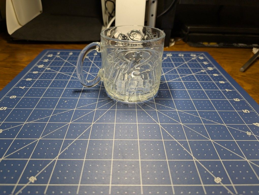 1995 Batman Forever McDonald's The Riddler Glass Cup Mug Embossed DC Comics