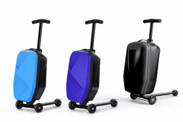 Scooter Luggage for Kids & Adults, Hardside Ride on Suitcase for Kids Ages 4-15 Multifunctional Lightweight Foldable Carry on Luggage with Wheels Ride