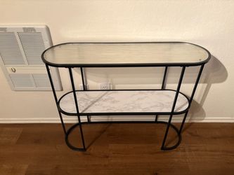 Plastic glass and marble vanity