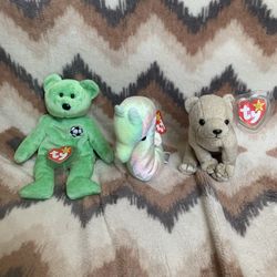Set of 3 Ty Original Beanie Babies – Neon, Kicks & Almond – Pre-Owned