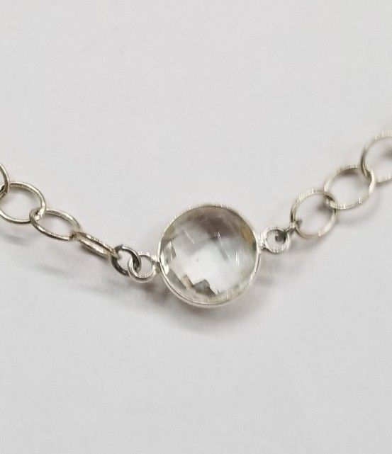 Silver Necklace With a Faceted Stone