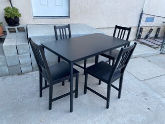 IKEA , black table and 4 chairs