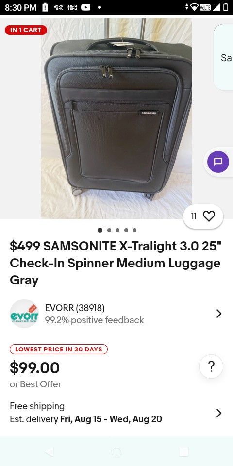 14x23x8 Expandable Four Wheel Carry On Black Cloth
