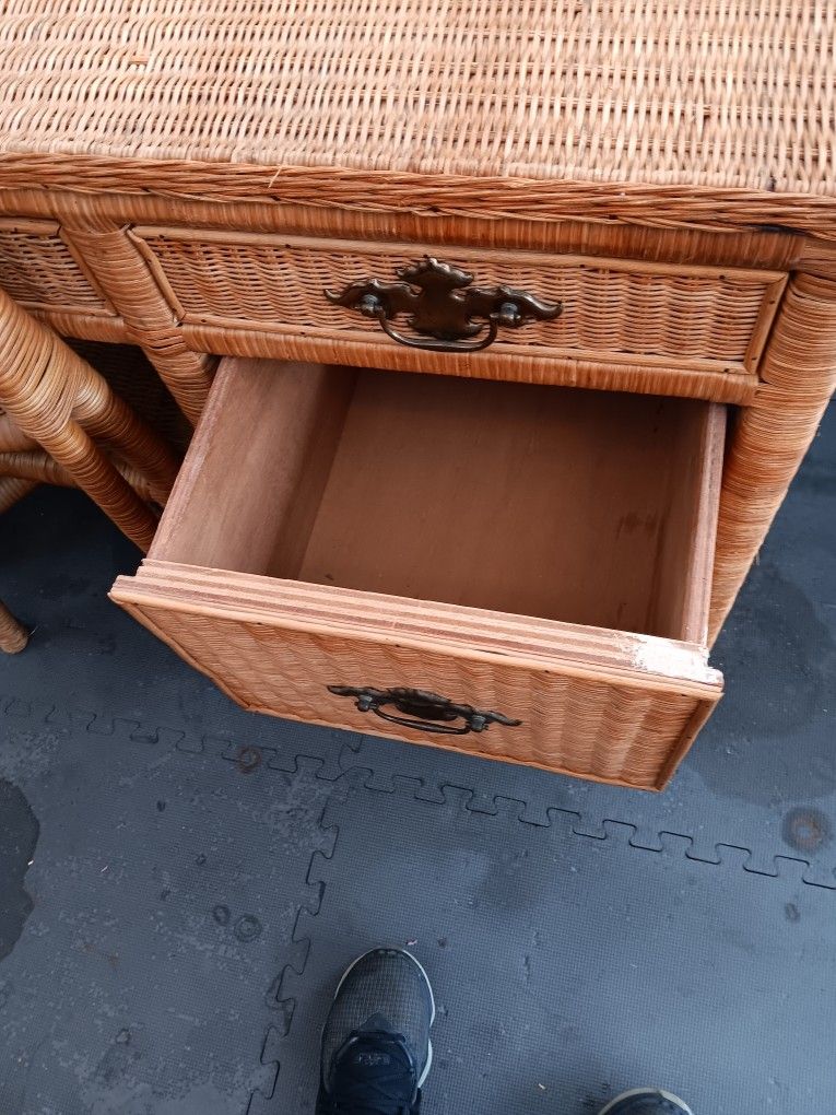 Palm Beach Regency Coastal Rattan Wrapped Desk / Chair 125 OBO for