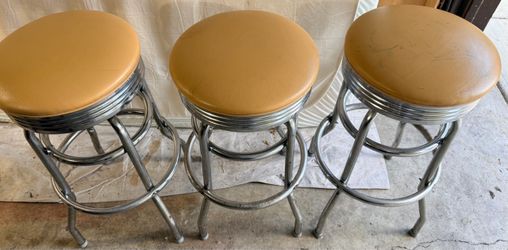 Set of 3 Retro Chrome Bar Stools