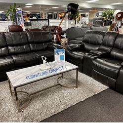 Beautiful Reclining Leather Sofa And Loveseat Living Room Furniture Set Now 70% Off 