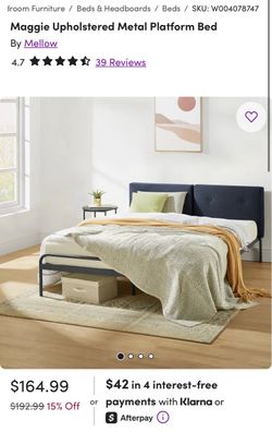 Maggie Upholstered Metal Platform Bed