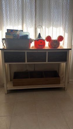 Rustic White Console Table with Drawers