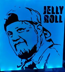 Jelly Roll etched lighted mirror