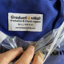 New Shiny Blue Cap And Gown 2025 Tassel Size 54 LARGE 5’9”-5’11”
