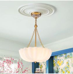 Classic Glam 3-Light Pleated Glass Chandelier - brand new